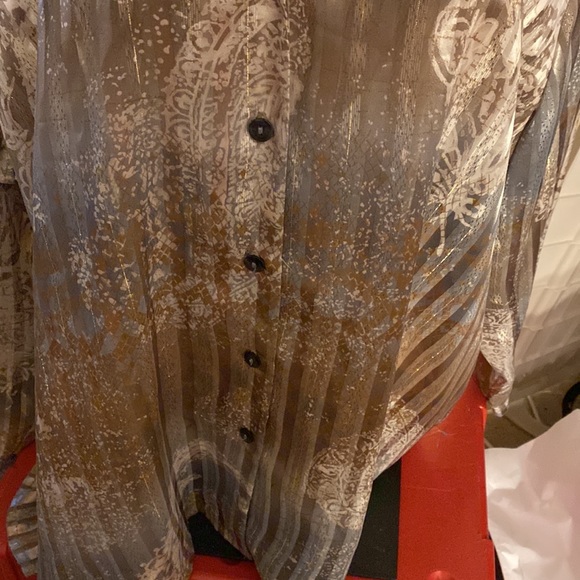 Tanjay Women’s Long Sleeve Button Down gold/ Tan Blouse Size 24W - Picture 3 of 11